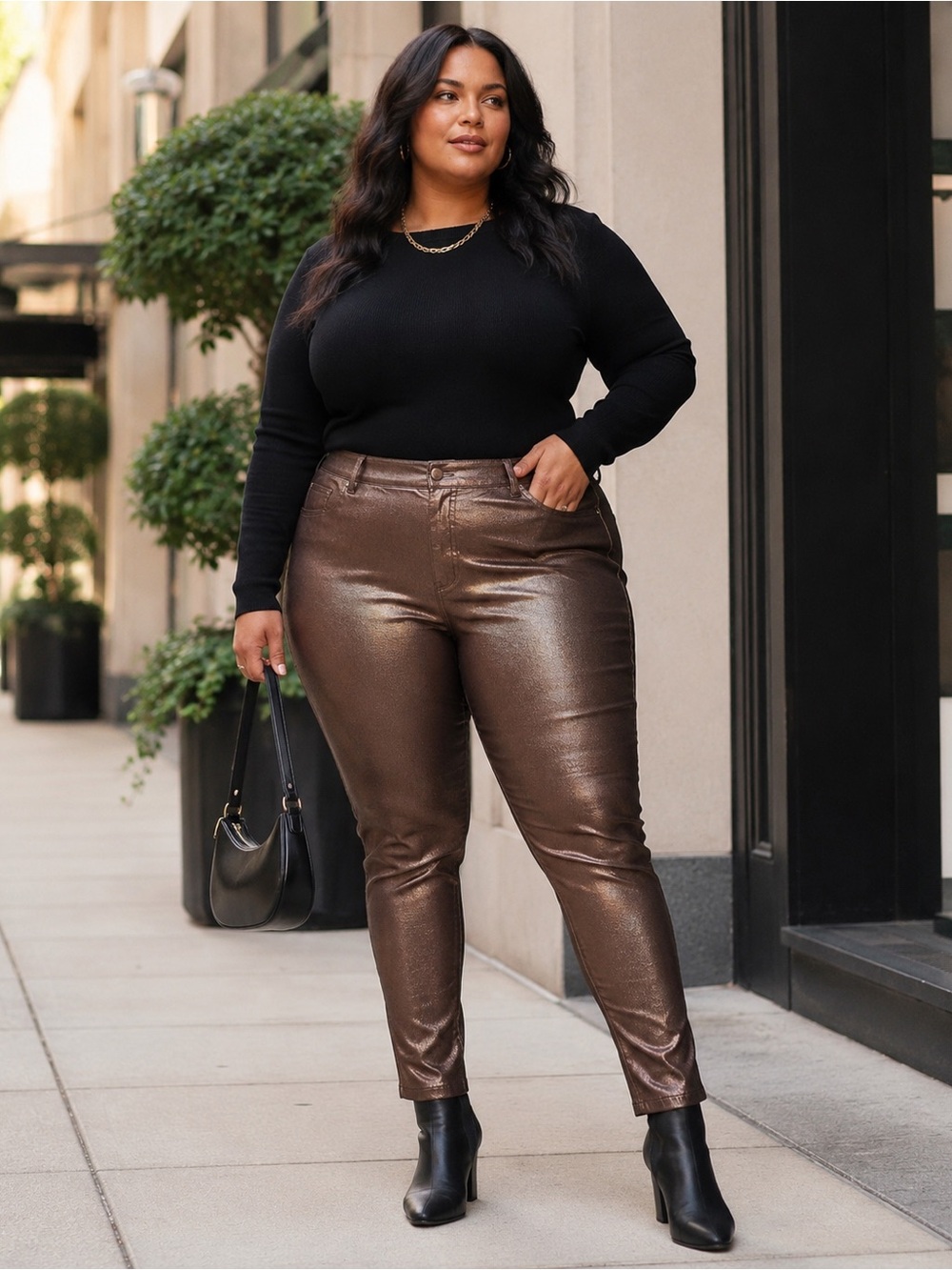Lane Bryant Plus Size 18 Metallic Bronze High-Rise Pull-On Jeggings